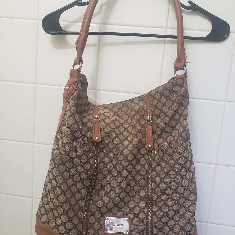 Nine West Brown Geometric Shoulder Bag